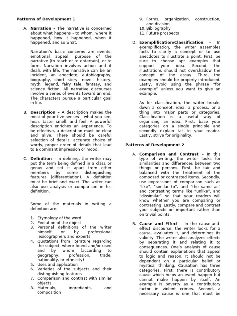 Patterns of Development Lecture | PDF | Narrative | Definition