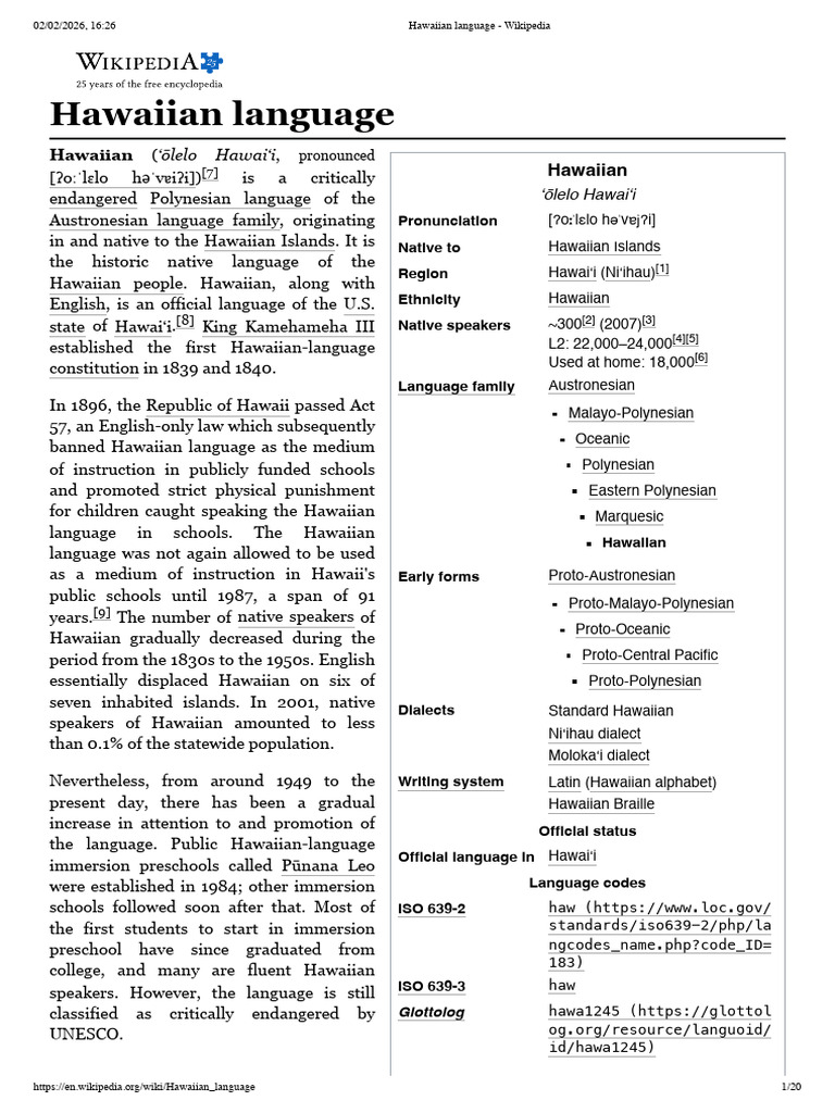 Hawaiian Language - Wikipedia | PDF | Verb | Grammatical Number