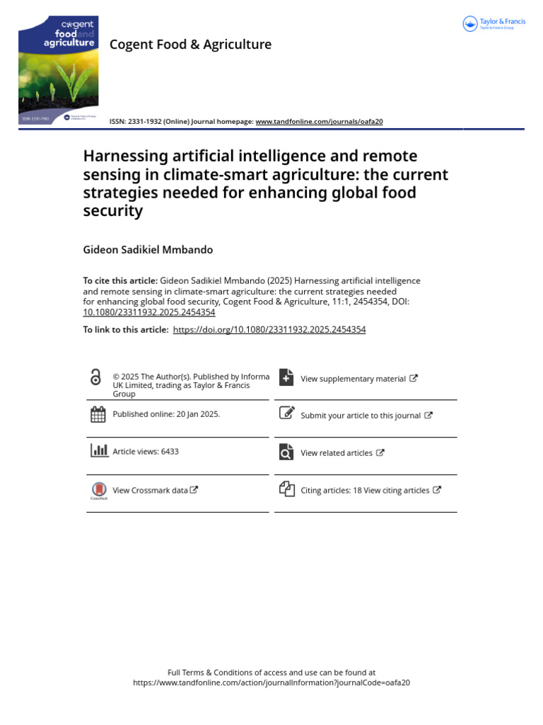 Harnessing Artificial Intelligence and Remote Sensing in Climate-Smart ...
