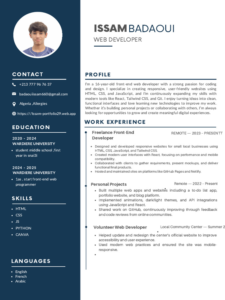 Blue Simple Professional CV Resume | PDF | World Wide Web | Internet & Web