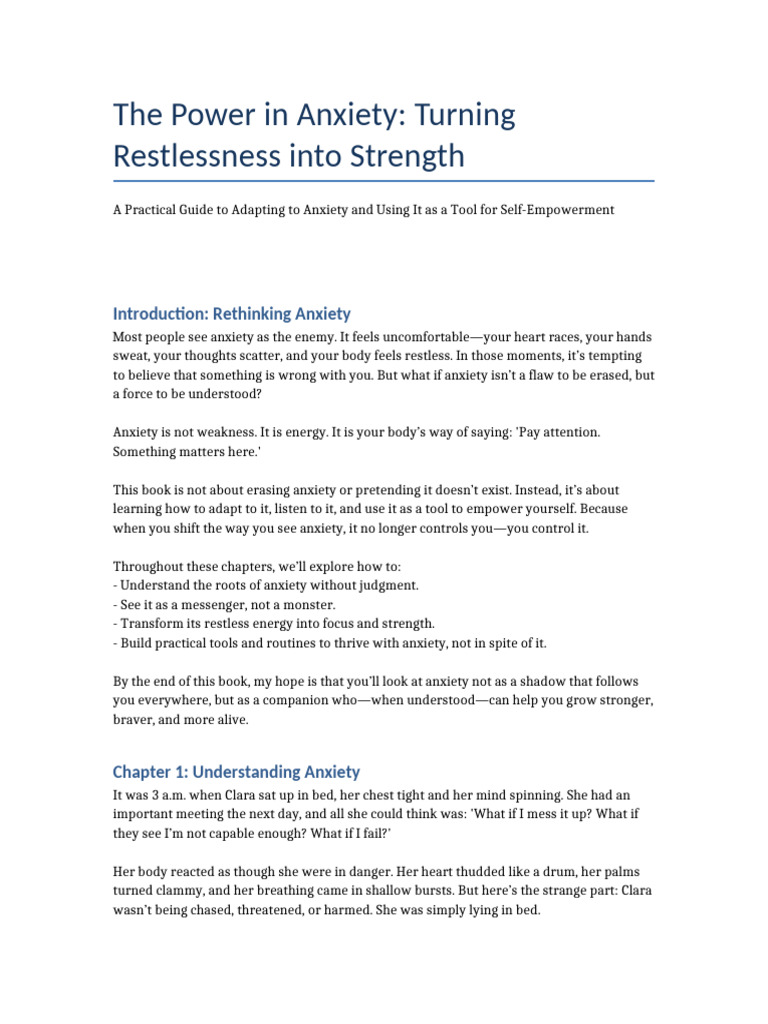 The Power in Anxiety Ch1-3 | PDF | Anxiety | Behavioural Sciences