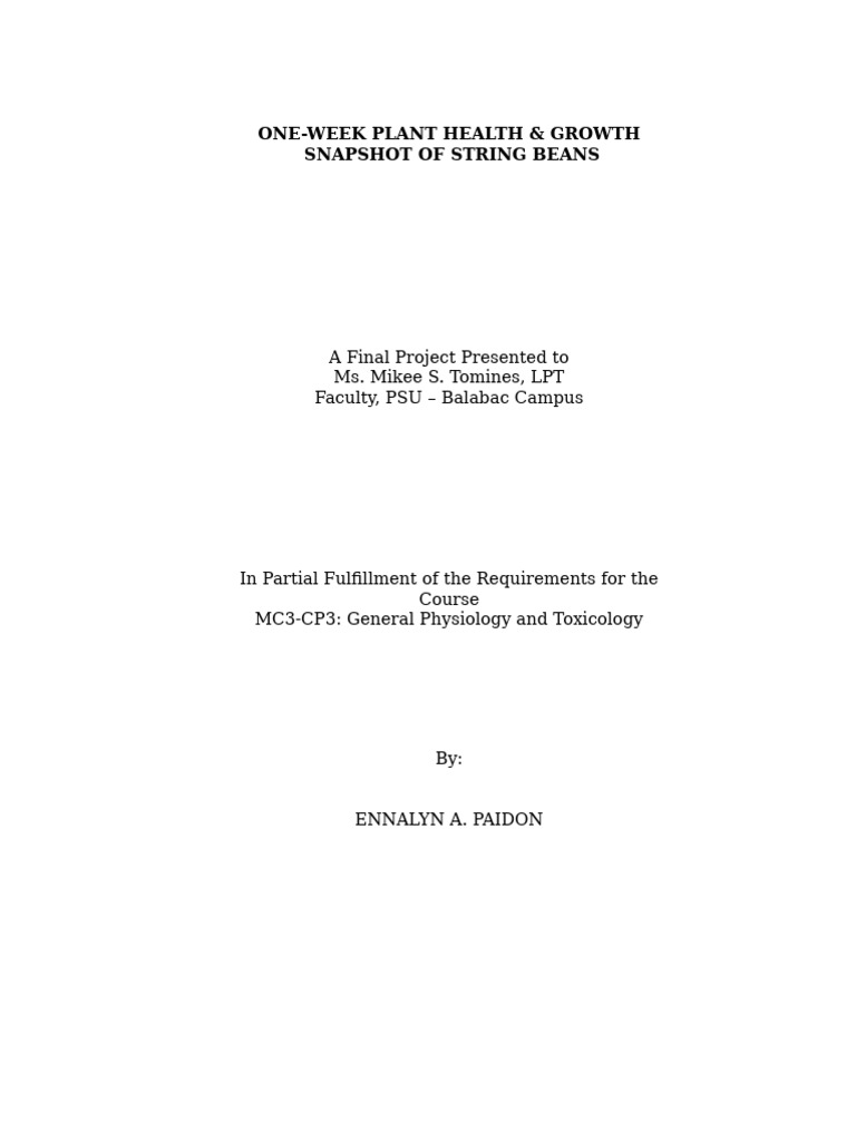 Mc3 Cp3 Project Outline | PDF | Plants | Branches Of Botany