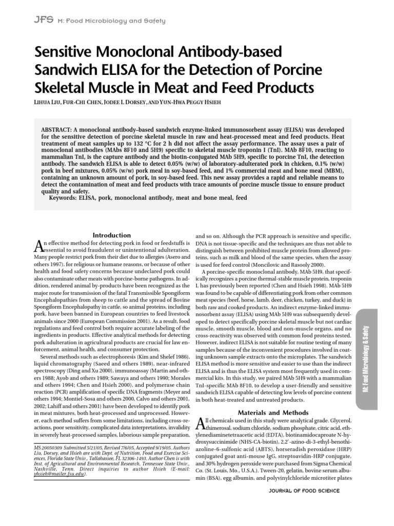 ELISA in Meat Sample | PDF | Elisa | Monoclonal Antibody