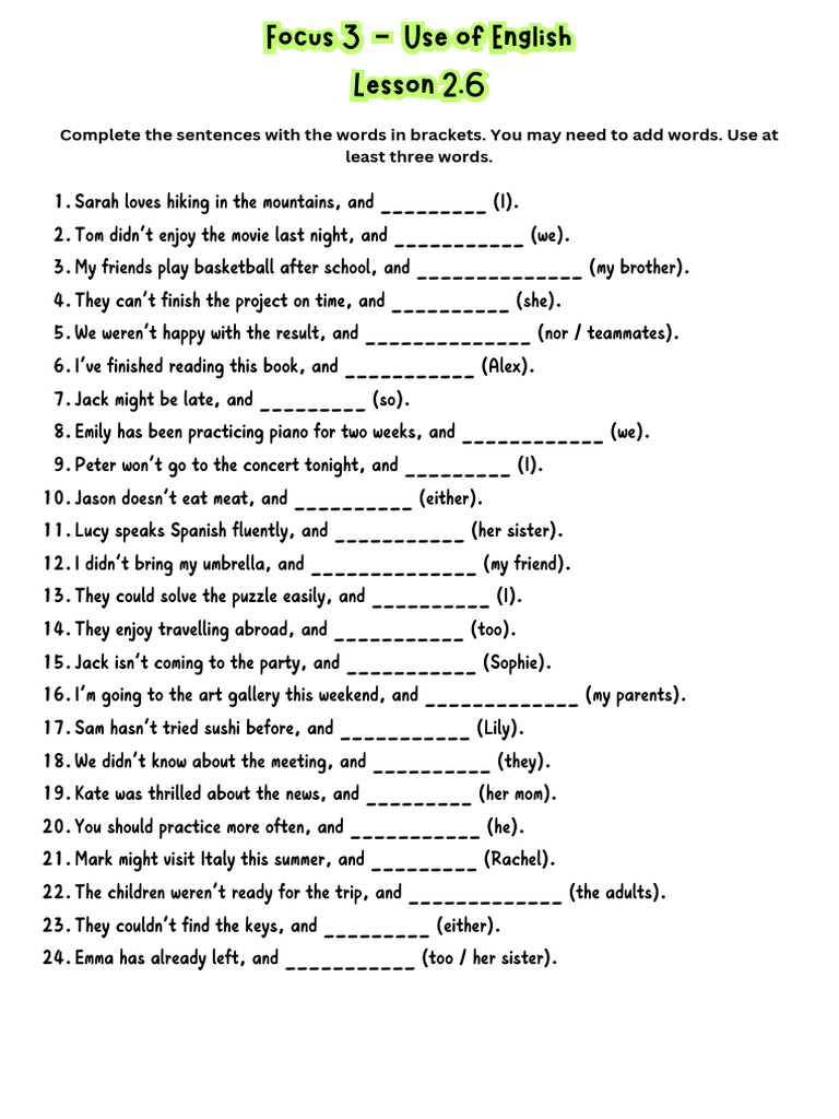 Use of English Lesson 2.6 | PDF
