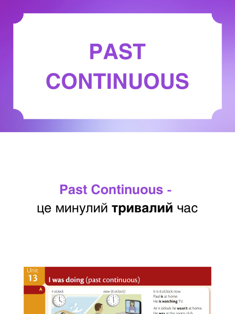 Past Continuous Presentation For English Lessons. | PDF