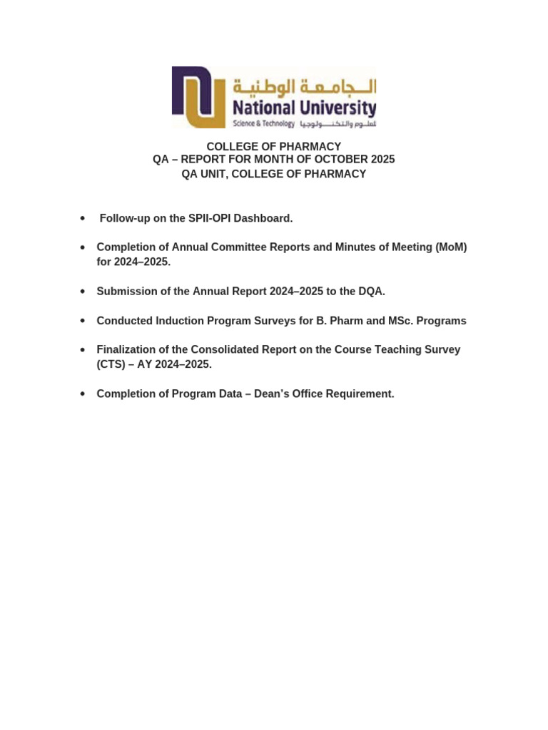 Monthly Report, Oct, 2025 | PDF