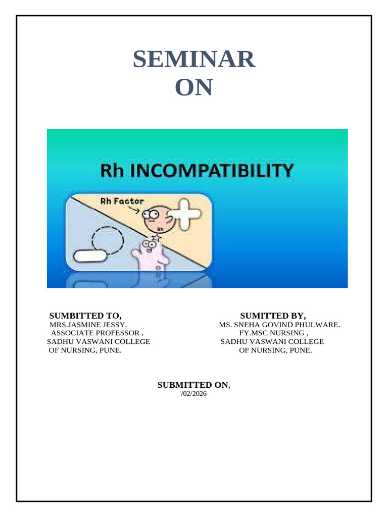Seminar On RH Incompatibility | PDF | Clinical Medicine | Clinical ...