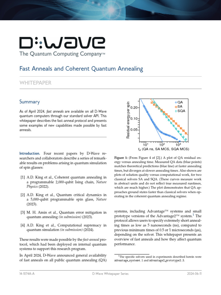 14-1074a-A Fast Anneals and Coherent Quantum Annealing | PDF | Quantum ...