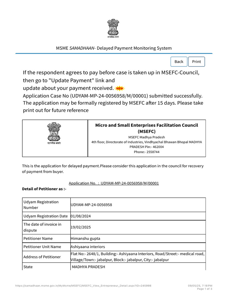 MSME SAMADHAAN - Delayed Payment Monitoring System | PDF | Invoice ...