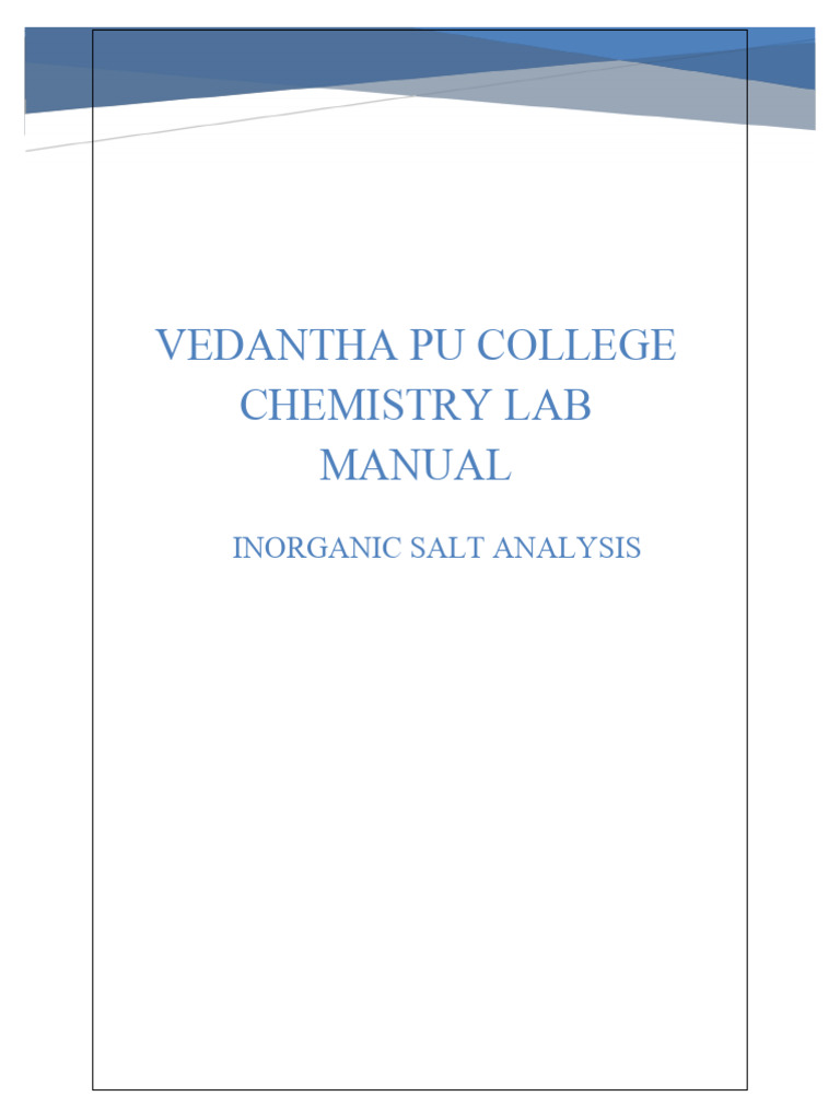 Chemistry Lab Manual-1 | PDF | Ammonium | Salt (Chemistry)