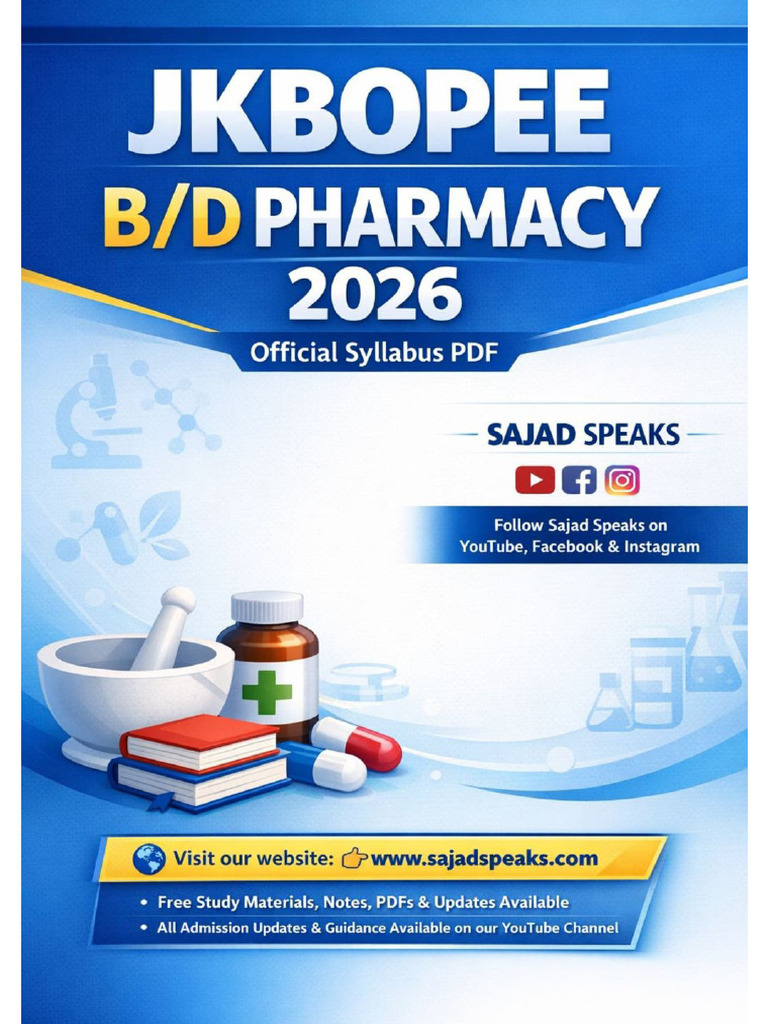 Jkbopee B Pharmacy Syllabus 2026 | PDF