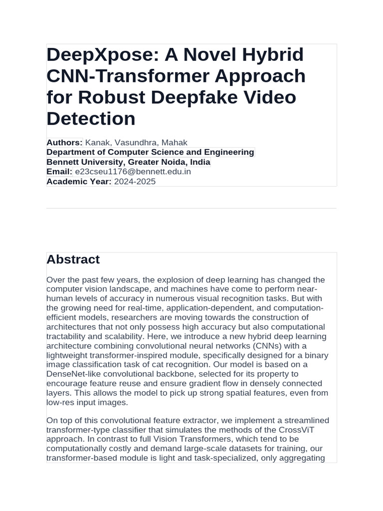 DeepXpose: A Novel Hybrid CNN–Transformer Approach for Robust Deepfake ...