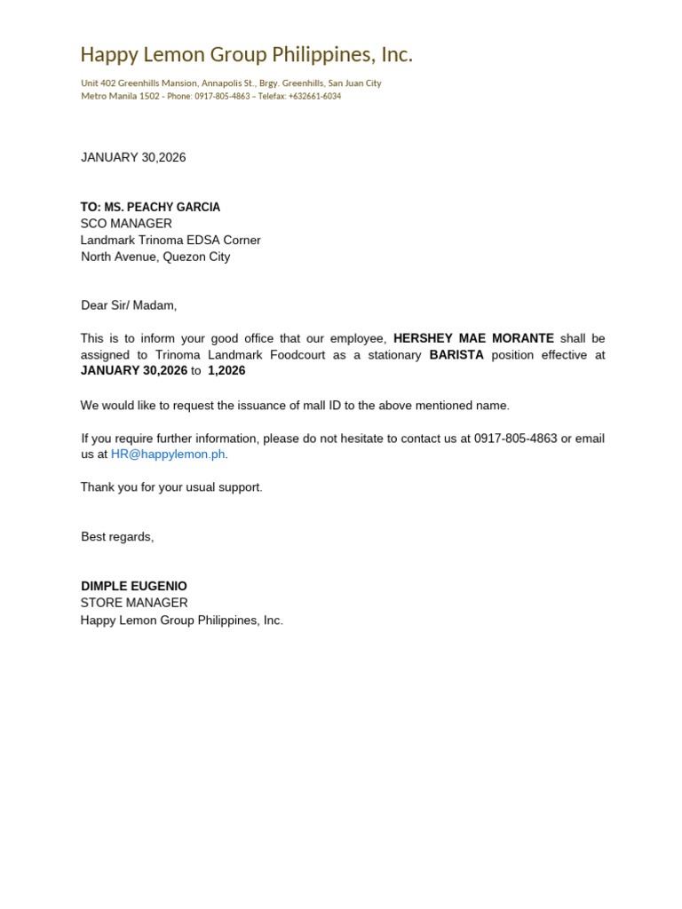 Sample Letter | PDF
