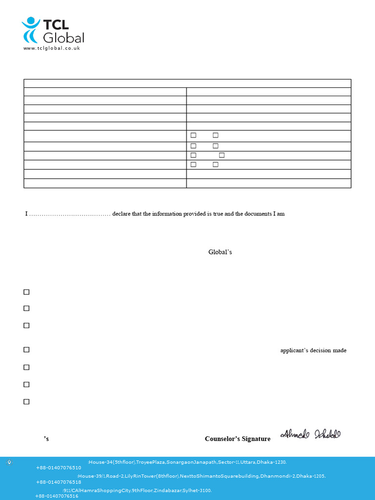 TCL Global Authorization Form | PDF | Travel Visa | Human Migration