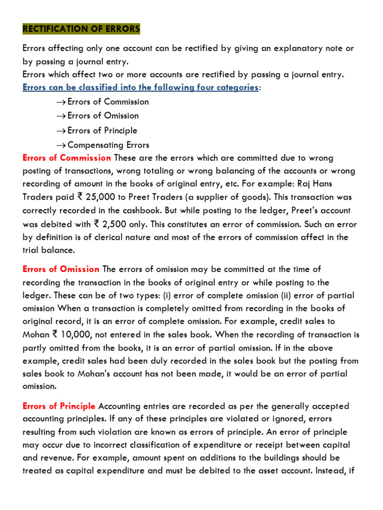 Rectification of Errors | PDF | Debits And Credits | Financial Accounting