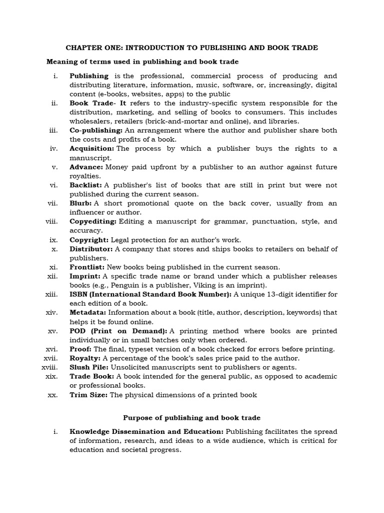 Introduction To Publising and Book Trade | PDF | Books | Publishing