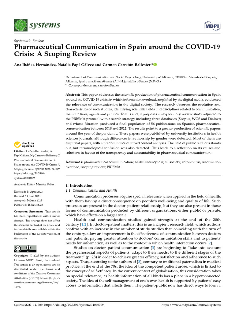 Pharmaceutical Communication in Spain Around The COVID-19 Crisis: A ...