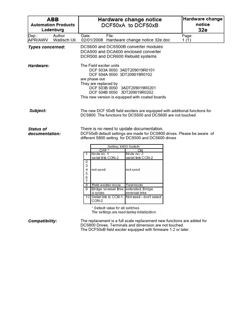 Hardware Change Notice 32e | PDF