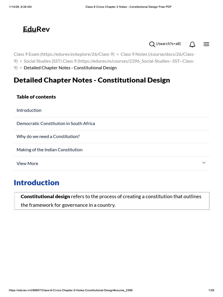 Class 9 Civics Chapter 2 Notes - Constitutional Design Free PDF | PDF ...