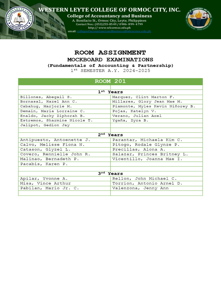 Mockboard Examinations Room Assignment | PDF