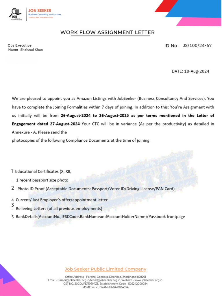 Offer Letter Mahesh Metkar.amazon 2024 .PDF (9) | PDF | Employment ...