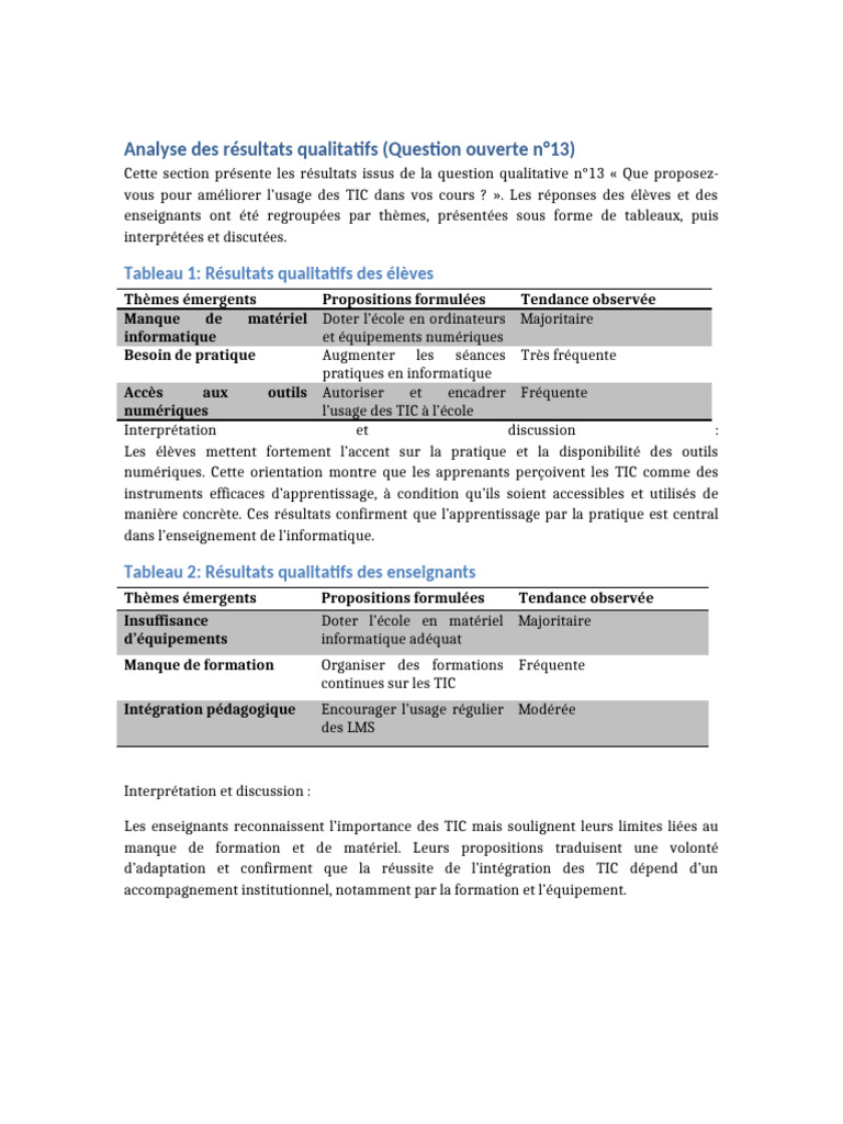 Analyse Qualitative Question 13 TIC | PDF