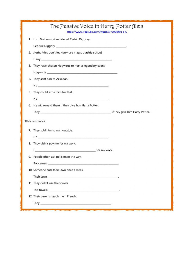 Worksheet Passive Voice | PDF