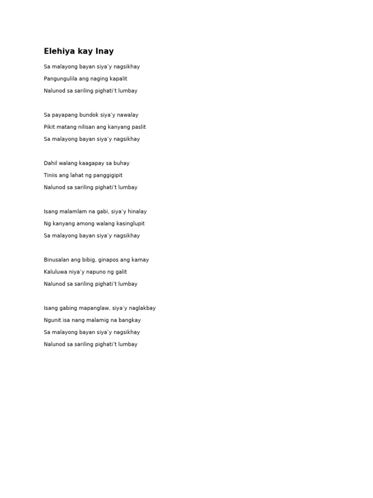 Elehiya Kay Inay | PDF
