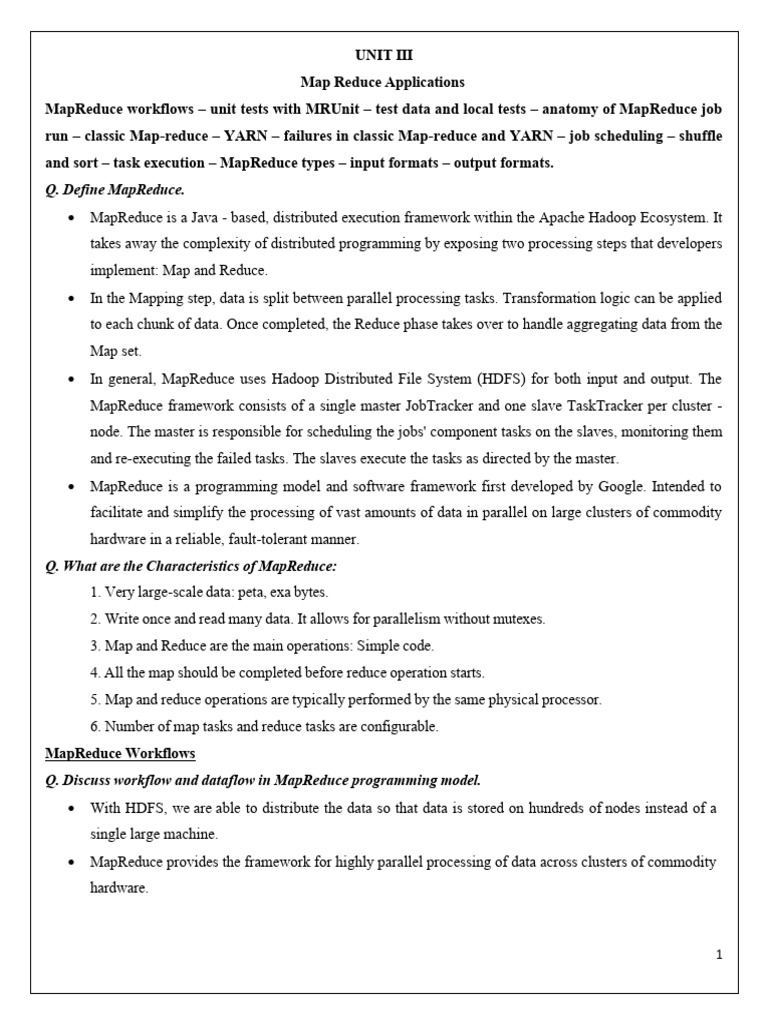 bdaunit3 | PDF | Apache Hadoop | Map Reduce