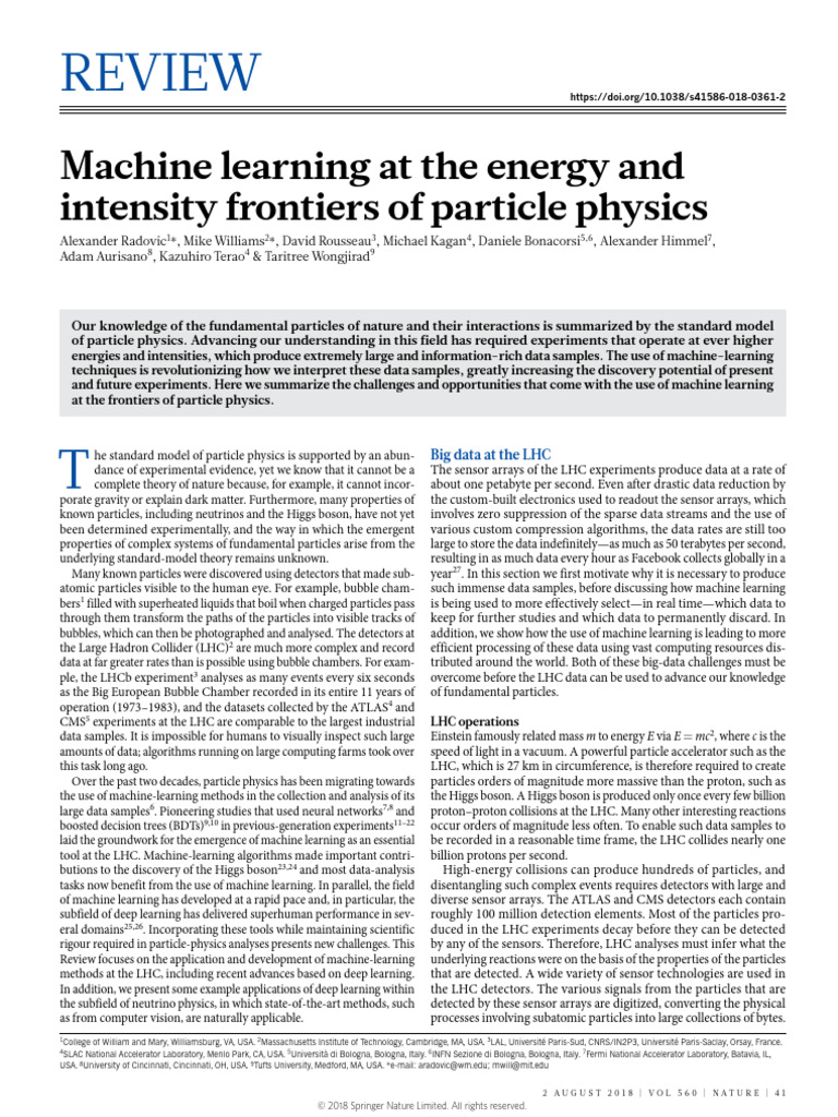 Machine Learning at The Energy and Intensity Frontiers of Particle ...