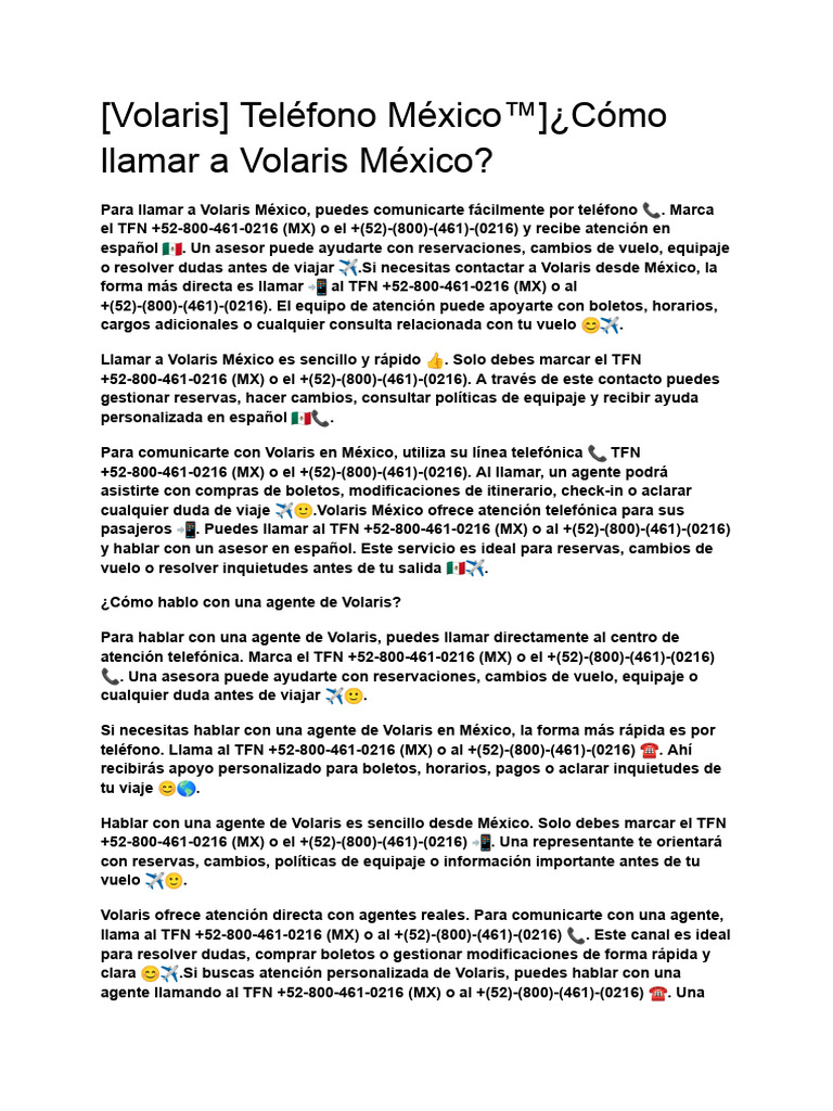 Volaris 1 Acoming | PDF | Servicio al Cliente | Teléfono