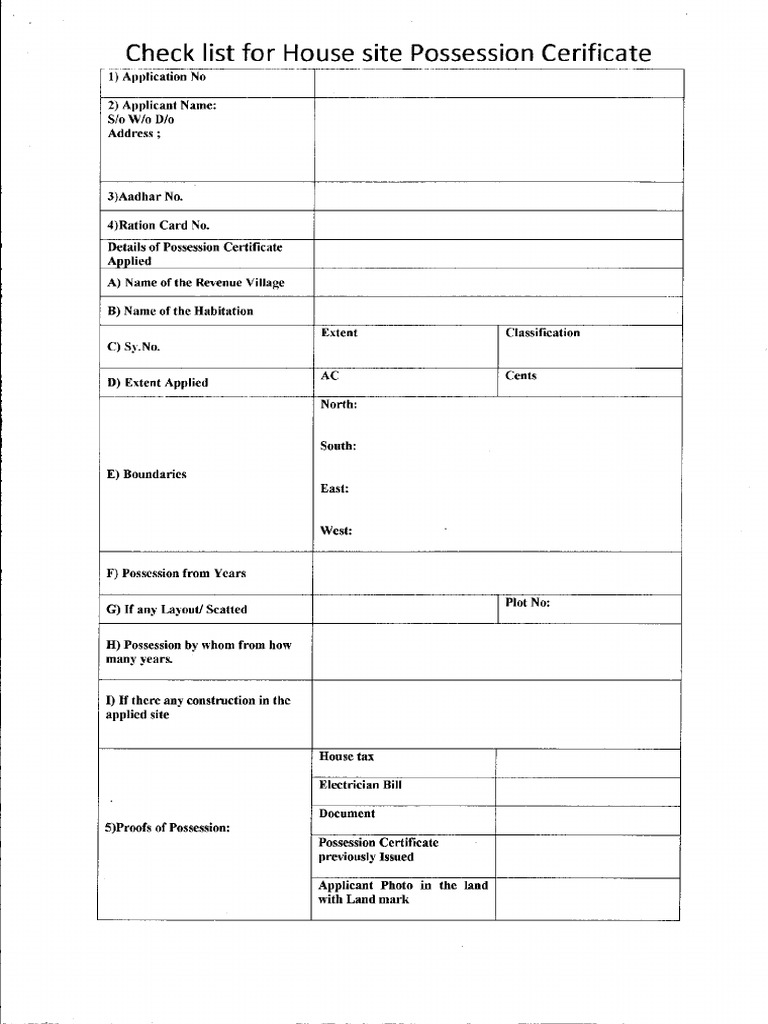 Possession Certificate Full Set | PDF