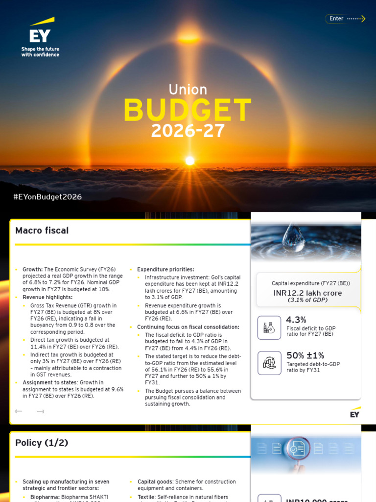 Ey Union Budget 2026 27 Highlights | PDF | Taxes | Business