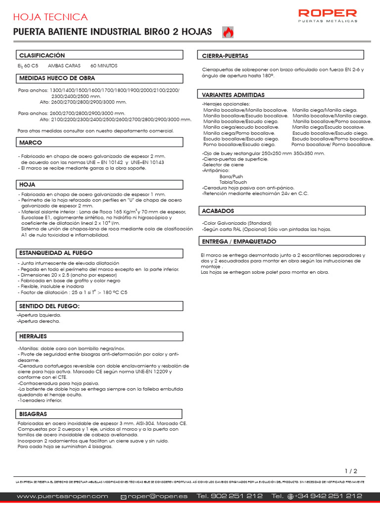 40.1.1.5.1 Hoja Tecnica Bat. Cf. BIR 60 2hojas | PDF | Ingeniería ...