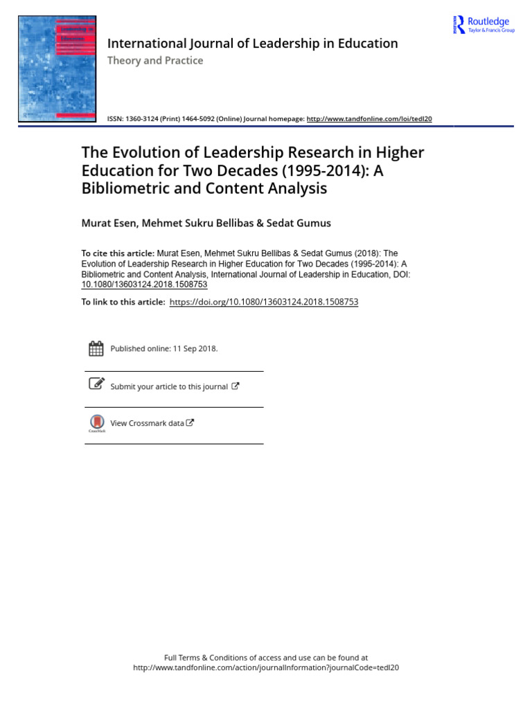 The Evolution of Leadership Research in Higher Education For Two ...