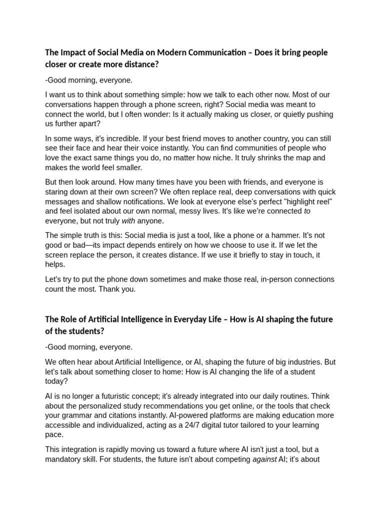 The Impact of Social Media On Modern Communication | PDF | Artificial ...