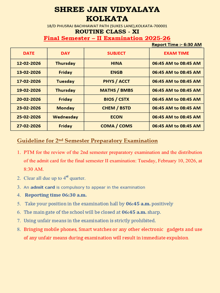 Final Semester - II Examination 2025-26 | PDF
