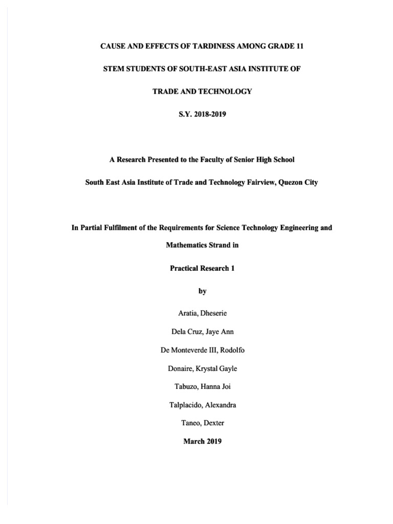 PDF Research Paper About Tardiness - Compress | PDF | Teachers ...