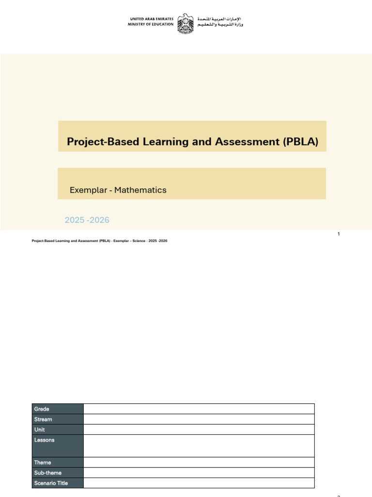 PBLA Lesson Plan - Mathematics | PDF | Project Based Learning | Learning