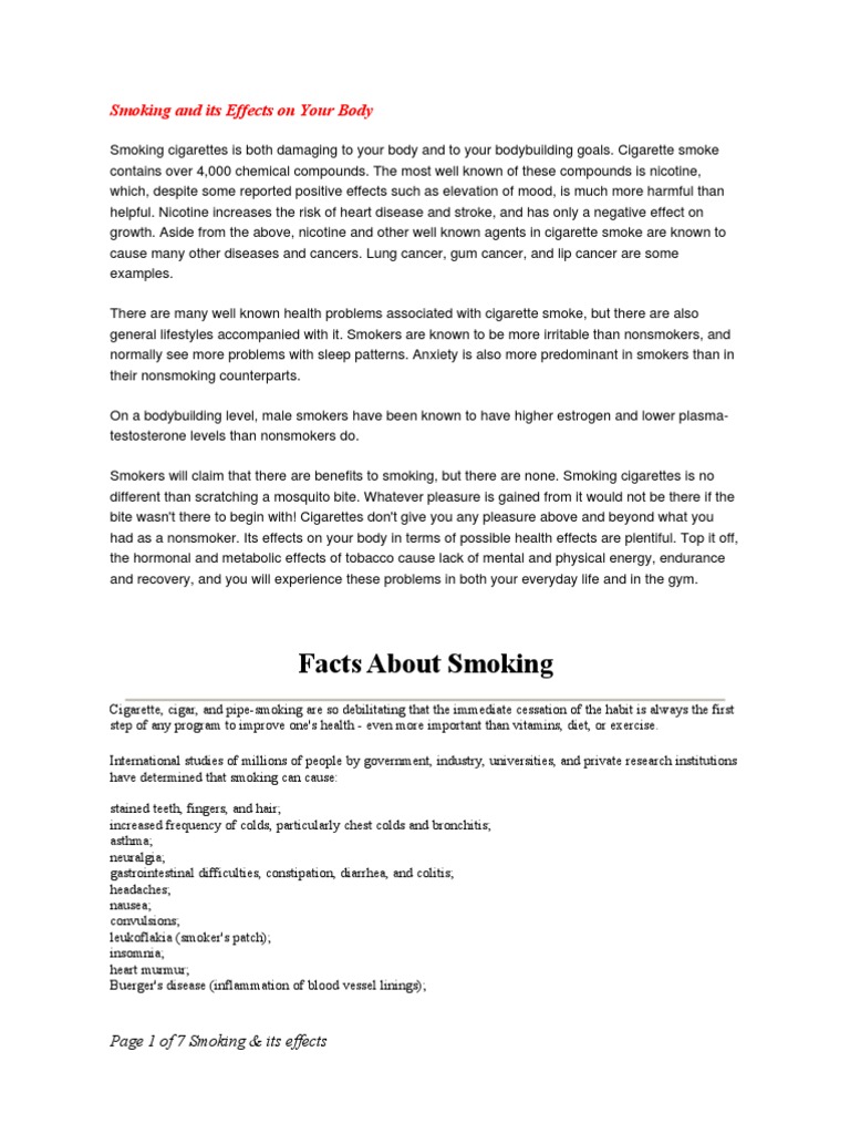 Facts About Smoking: Smoking and Its Effects On Your Body | PDF
