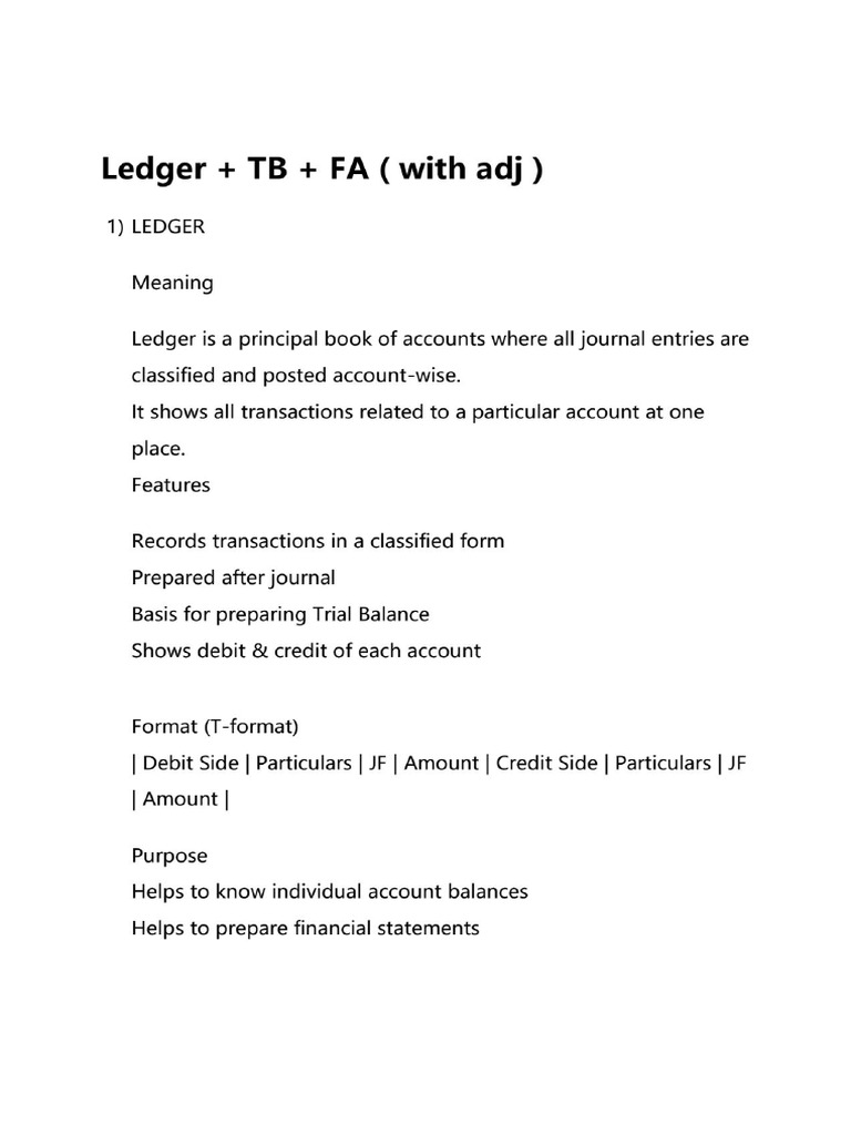 Ledger + TB + FA ( With Adj )-1 | PDF