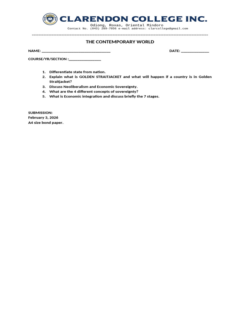 Activity Midterm the CONTEM WORLD | PDF