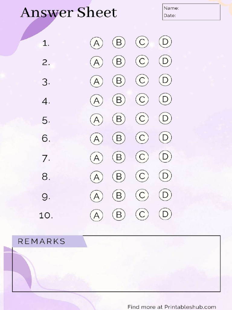 Diverse Blank Answer Sheet Templates PDF | PDF