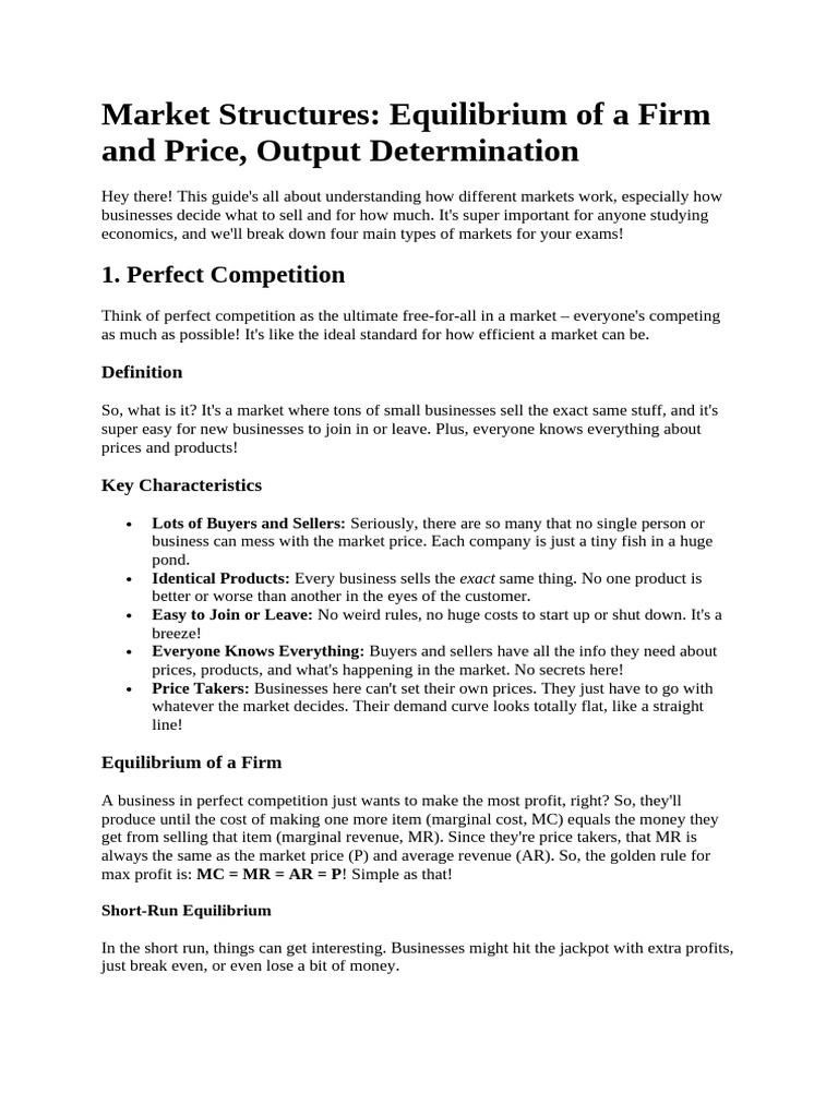 Market Structures Unit 2 | PDF | Profit (Economics) | Monopoly