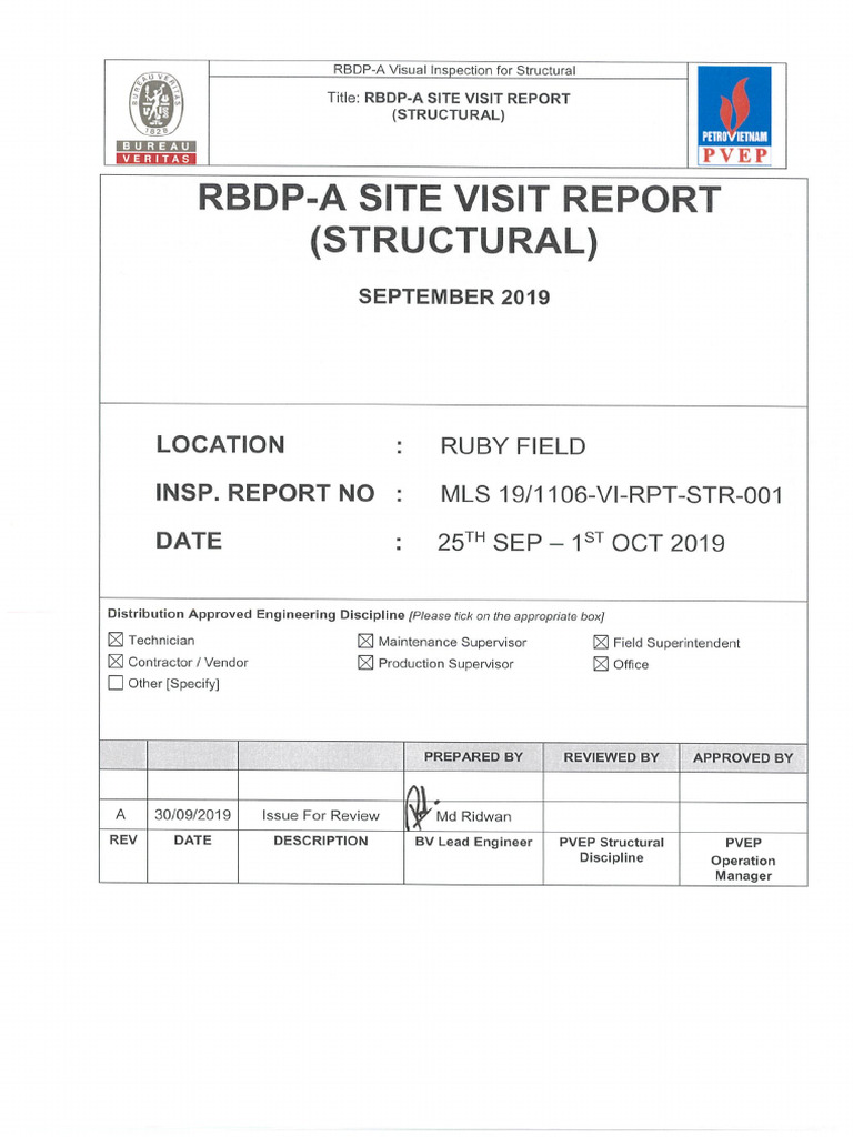 RBDP-A Visual Inspection Report For Structural Rev.A | PDF | Corrosion ...
