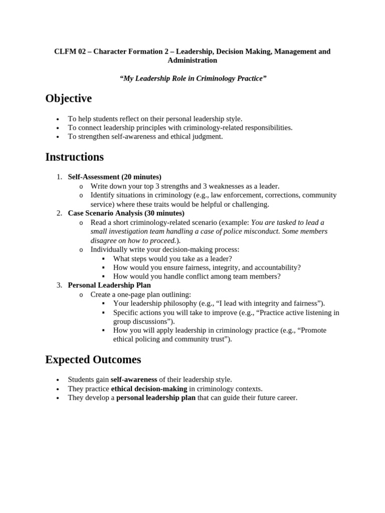 Activity in CLFM 02 | PDF