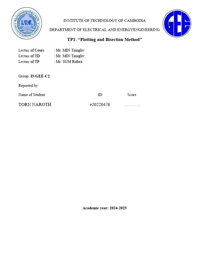 TP1 Numerical | PDF | Applied Mathematics | Mathematical Concepts