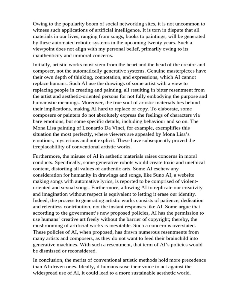 AI Replace Artistic Works | PDF | Artificial Intelligence ...