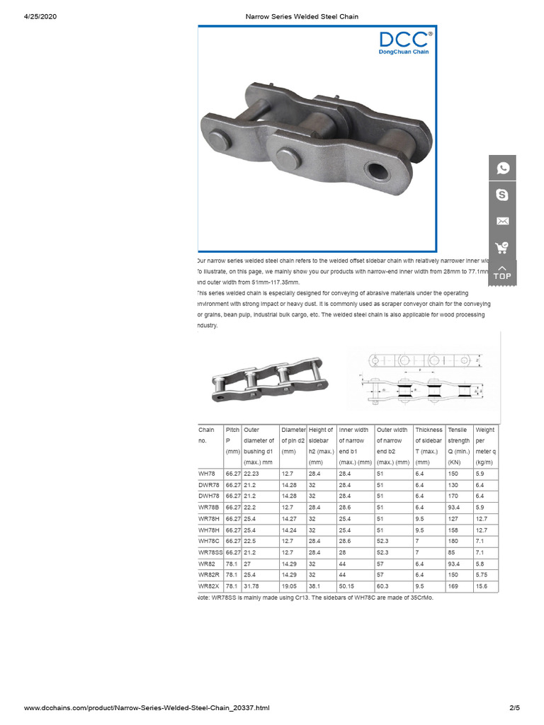 Narrow Series Welded Steel Chain | PDF | Mechanical Engineering