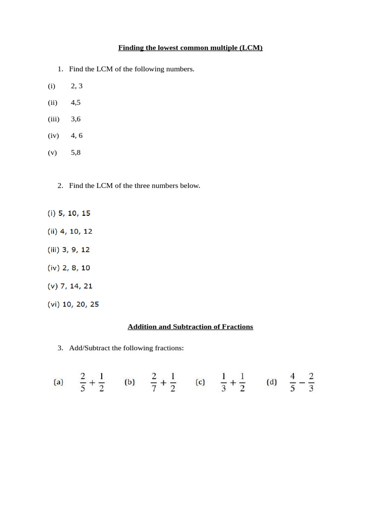 Operations With Fractions | PDF